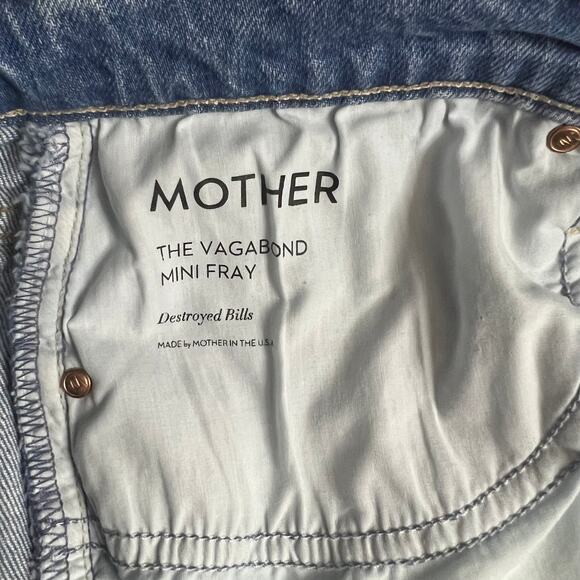 Mother Superior The Vagabond Mini Fray Denim Skirt Destroyed Bills Sz 28 - Picture 6 of 10